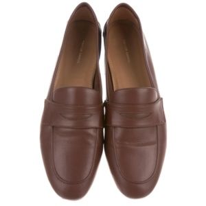 Mansur Gavriel Leather Round-Toe Loafers